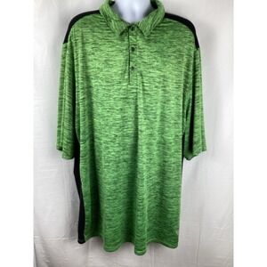 KS Sport Polo Shirt Mens 3XL Tall Green Black Space Dye Performance Short Sleeve